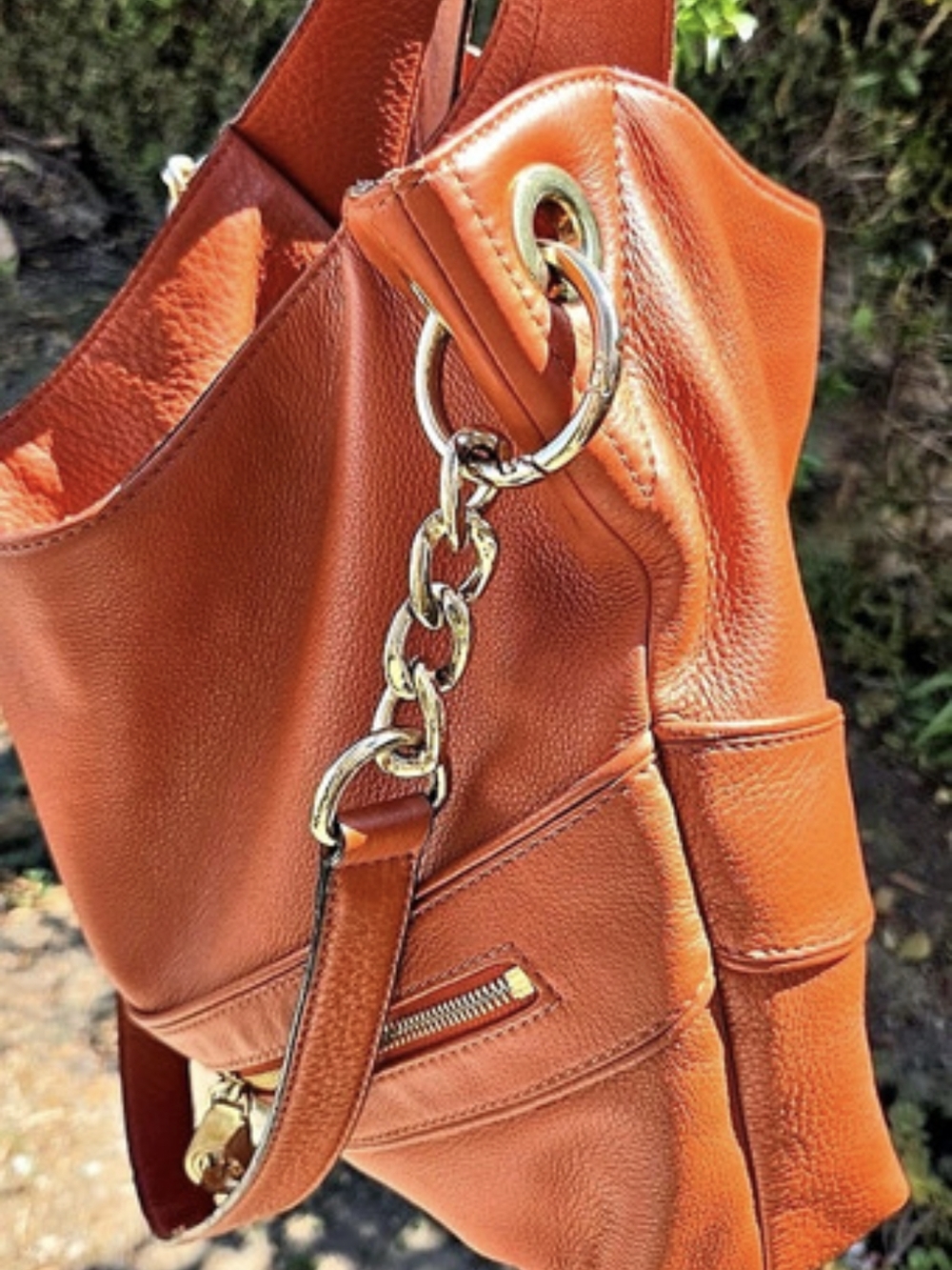 Michael Kors Leather-Look Orange Hobo Bag - Picture 4 of 9